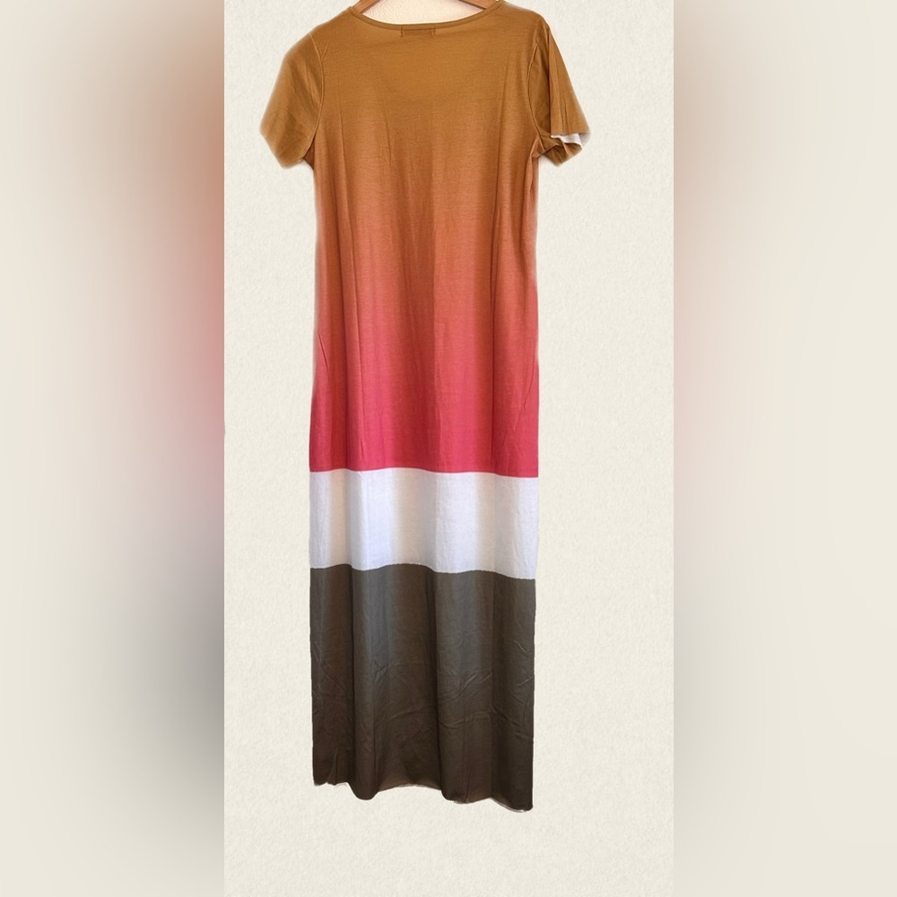 Loose Fit V Neck Maxi Dress Women Size Small Gradient neutral color NWOT - Picture 3 of 5
